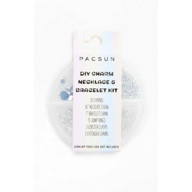 LA Hearts Women's Silver DIY Charm Necklace & Bracelet Kit