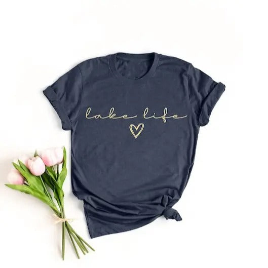 Lake Life Shirt, Lake Shirt, On The Lake Sweatshirt, Gift for Adventurer, Vacation Shirts Collar Cotton Jersey Top