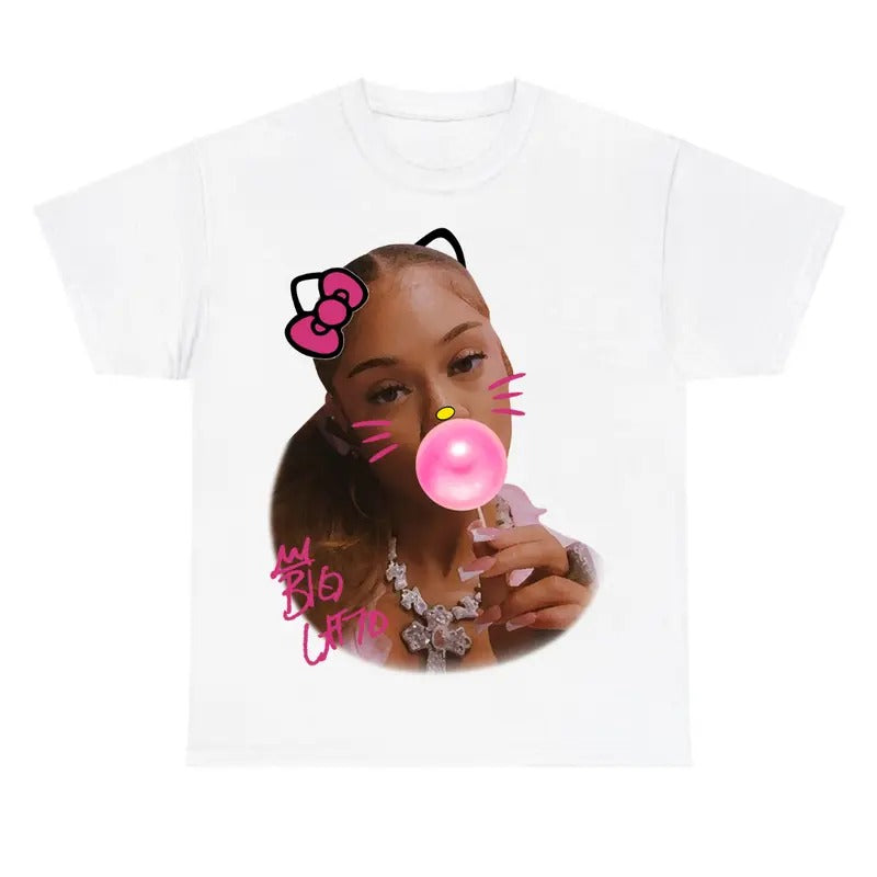Lattoo Kittyy Bubble Gum Shirt Cotton Fabric