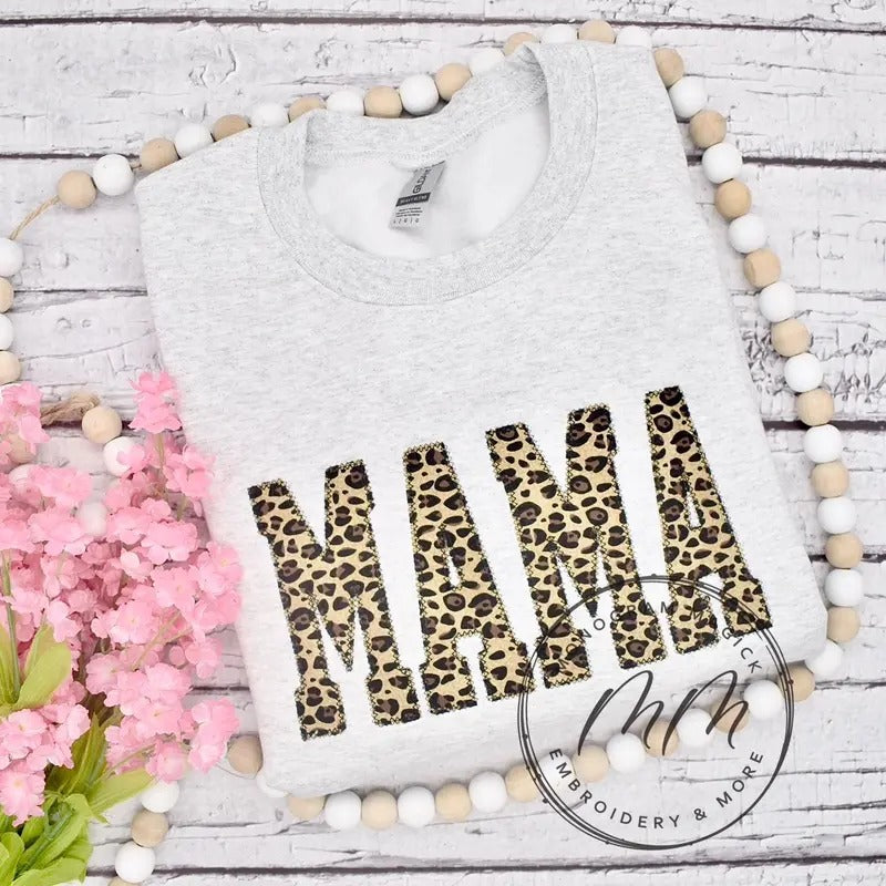 Leopard Mama Sweathshirt - CHOOSE ANY NAME Comfort Fit