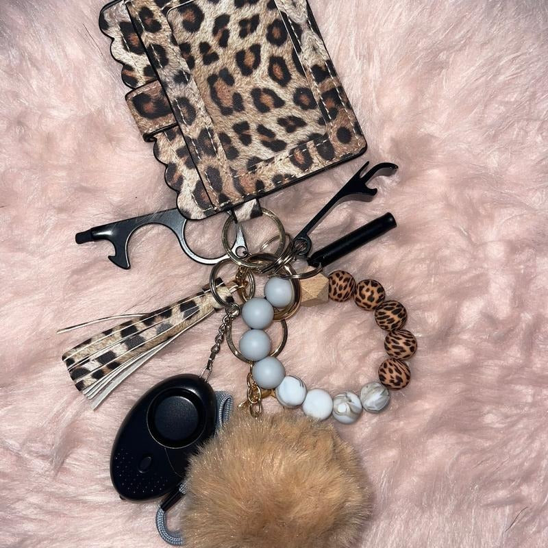 Leopard wristlet keychain