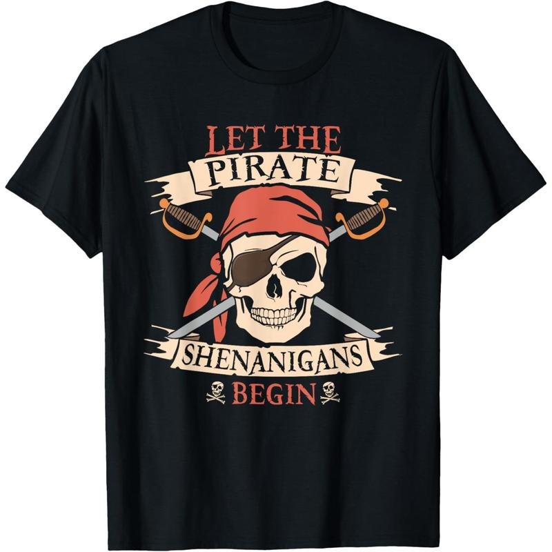 Let The Pirate Shenanigans Begin Halloween Skull Bandana Boy T-Shirt made in usa