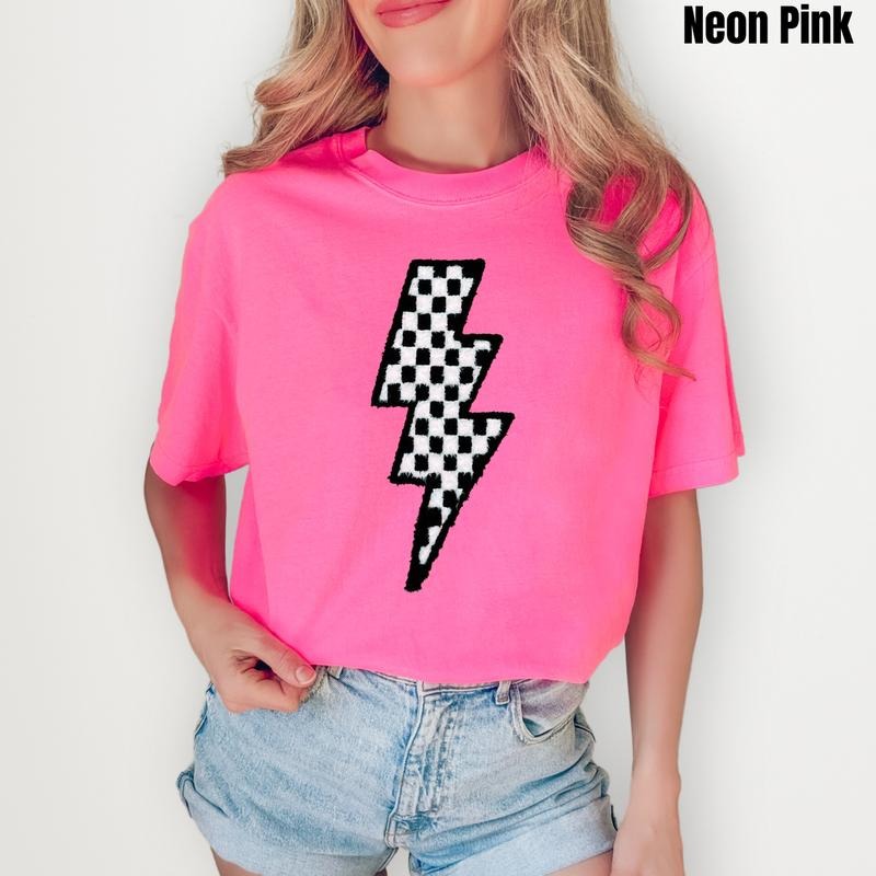 Lightning Bolt Fluffy Patch Comfort Colors T-Shirt