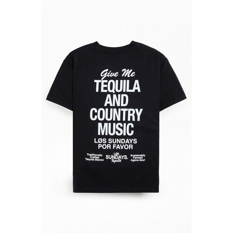 Los Sundays Men's Black The Tequila & Country Music T-Shirt
