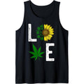 Love Sunflower Marijuana Weed Leaf Cannabis 420 Pot Smoker Tank Top