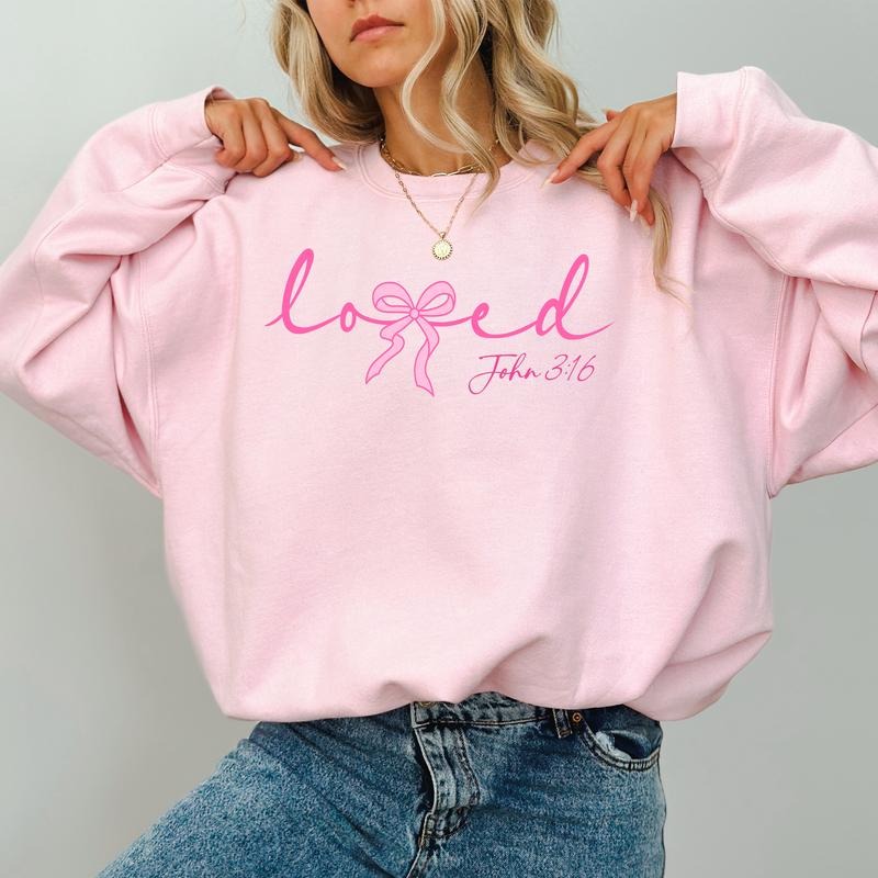 Loved John 3:16 Sweatshirt, Bible Were Long Sleeves Pullover, Christian Valentines Gifts, Body Positivity Clothing, Soft Cotton Womenswear
