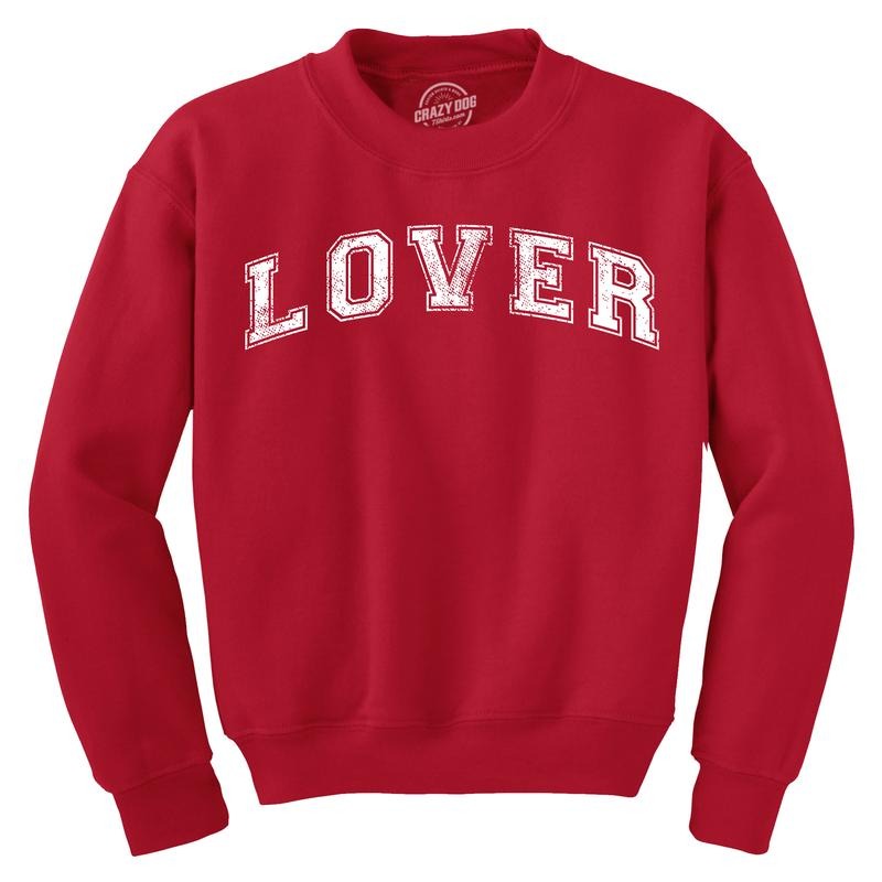 Lover Crewneck Sweatshirt Funny Cute Valentines Day Love Long Sleeve Sweater Funny Sweater Love Crew Neck Novelty Sweatshirts for Men Red -