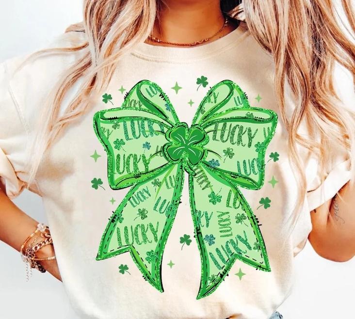 Lucky Bow   DTF Transfers - THIS IS NOT A SHIRT