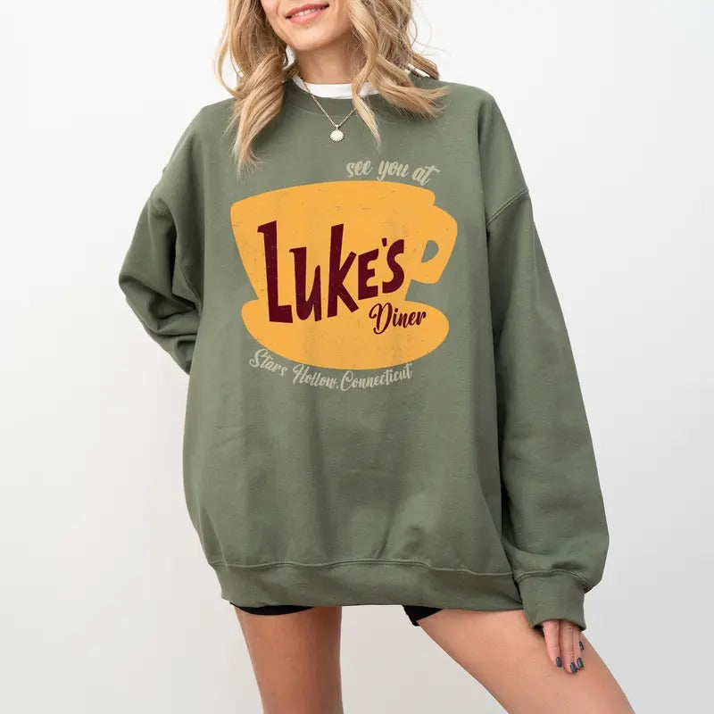 Luke's Diner Sweatshirt, Stars Hollow Luke's Diner Sweatshirt, Autumn Festival Sweatshirt, Stars Hollow Gift, Gift For Her