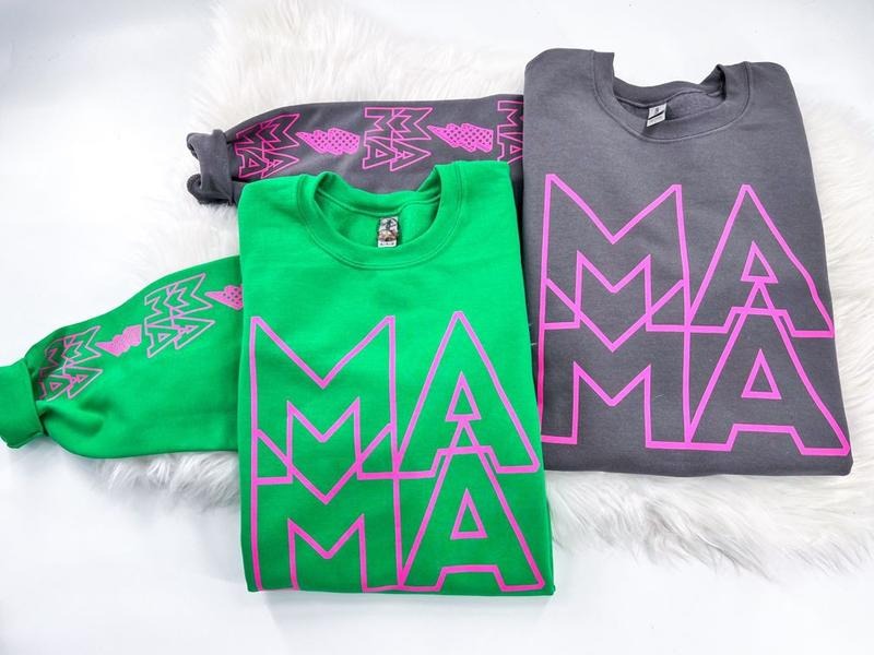 MAMA Sweatshirt with Sleeve Prints Womenswear Comfy Tops Unisex