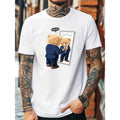 [Machine Washable Stretch Fit Tee] Men's Casual Short-Sleeve T-Shirt with Cool Bear Print - Breathable Cotton Blend, Stretch Fit, Machine Washable - Perfect for Summer, Men's Fashion, Sport Made in USA