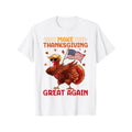Make Thanksgiving Great Again Dabbing Turkey Trump American T-Shirt, 100% Cotton, Thanksgiving Men T-Shirt Gift for Friends or Family, S-XXXL, White made in usa