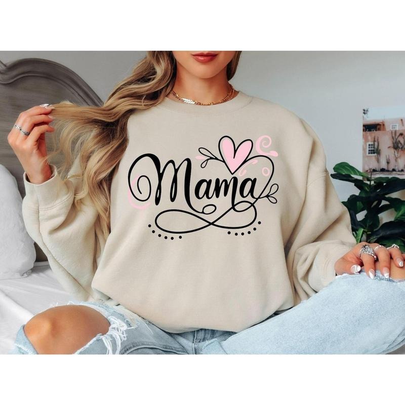 Mama Love Sweatshirt - Crewneck for Moms, Gift for Mother's Day, Cozy Pullover, Mommy Apparel, Family Design, Trendy Sweater