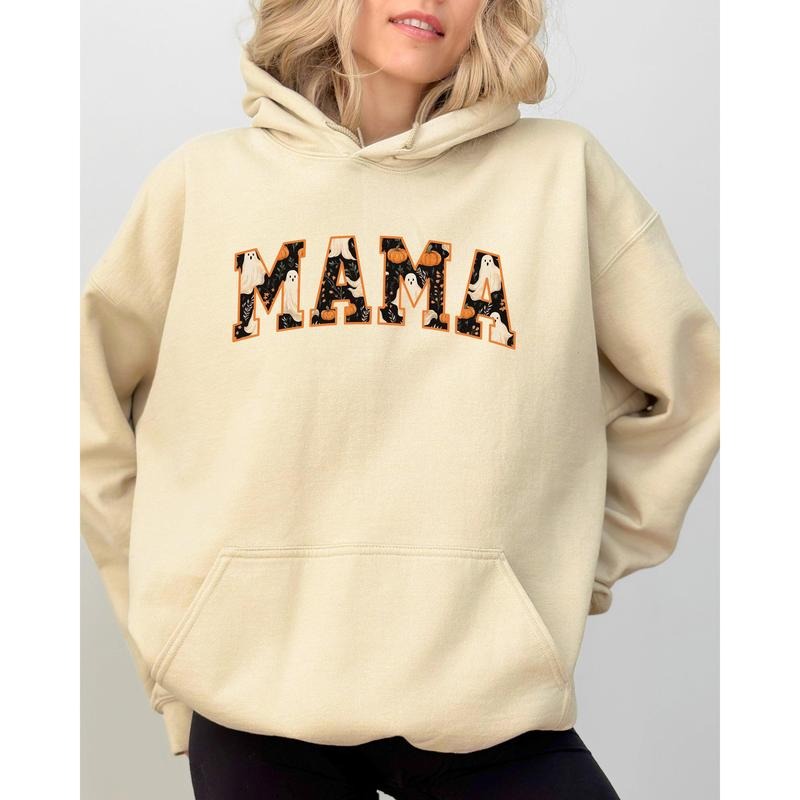 Mama, Ghost, Skeleton, Funny, Pumpkin, Spooky, Witch, Aesthetic, Meme, Halloween, Costume, Hoodie, Hooded Sweatshirt