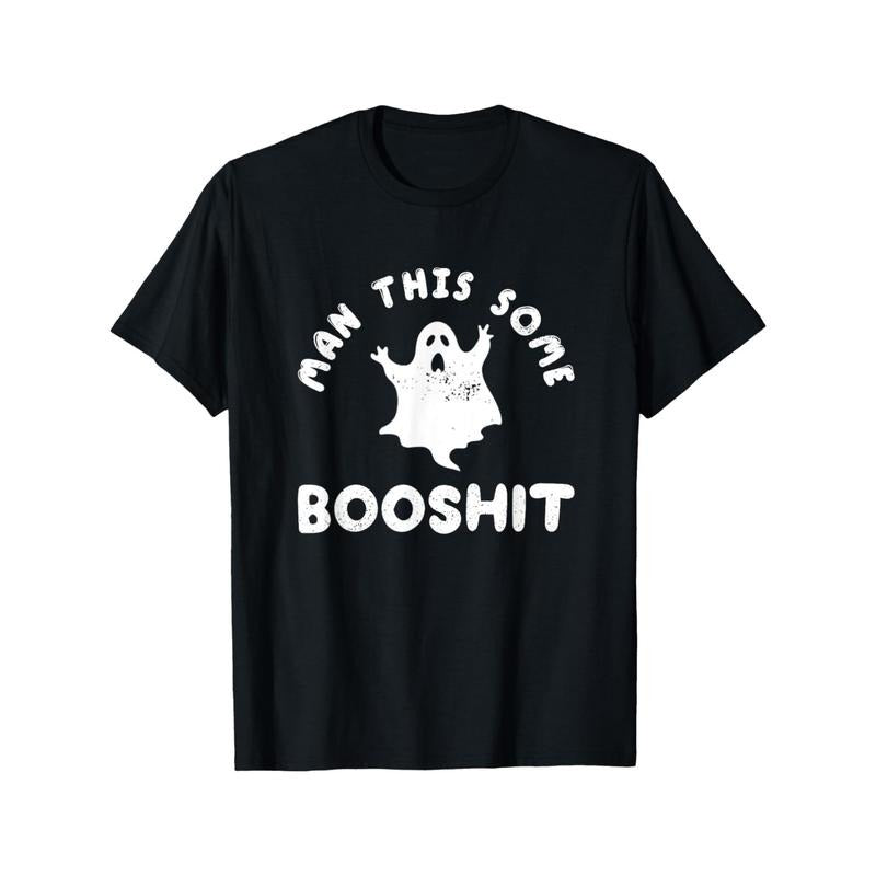 Man This Some Booshit Funny Halloween Men's Cotton T-shirt with Enduring Round Neck Classic Prints made in usa