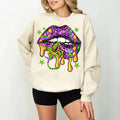 Mardi Gras Lips Tshirt Sweatshirt Hoodie, Mardi Gras Western Lips Shirt, Fleur De Lis Sweatshirt , Unisex Sweater Pullover Tee
