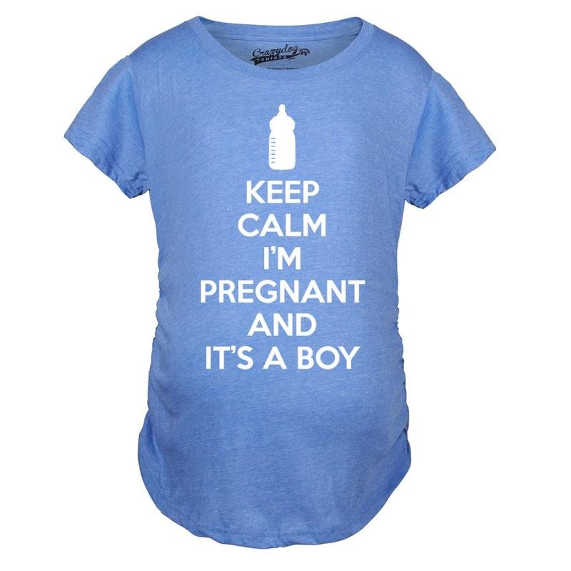 Maternity Keep Calm Im Pregnant and Its a Boy Shirt Funny Pregnancy Announcement Funny Graphic Maternity Tee Cute Pregnancy Tees With Plus Sizes Funny Nerd Short Sleeve Funny Maternity Shirts