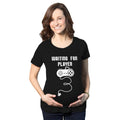Maternity Waiting For Player Funny Pregnancy Shirt Gamer Tee Funny Graphic Maternity Tee Cute Pregnancy Tees With Plus Sizes Funny Gamer Short Sleeve Funny Maternity Shirts Black