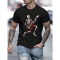 Men Guitar & Skeleton Print Tee Made in USA
