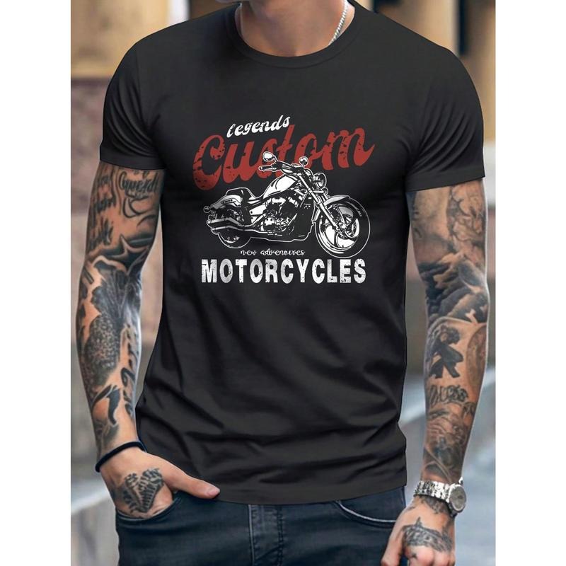 Men Motorcycle & Letter Graphic Tee Made in USA