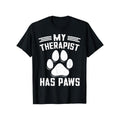 Men's 100% Cotton 'My Therapist Has Paws' Cute Dog & Cat Print T-Shirt - Casual Round Neck, Short Sleeve Tee for Pet Lovers  made in usa