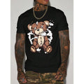 Men's Bear Print Round Neck Short Sleeve T-Shirt Made In USA
