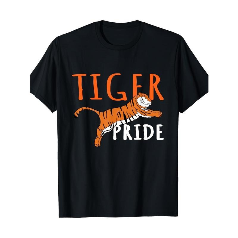 Men's Casual Cotton T-Shirt with Unique Tiger Print - Crew Neck, Short Sleeve, Machine Washable - Perfect for Spring & Summer made in usa