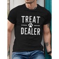 Men's Casual Short Sleeve T-Shirt with "TREAT DEALER" Print, Geometric Pattern, Cotton Knit Fabric, Regular Fit, Summer Collection Made in USA