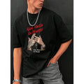 Men's Gesture & Letter Print Casual & Commuting Round Neck T-Shirt Made In USA