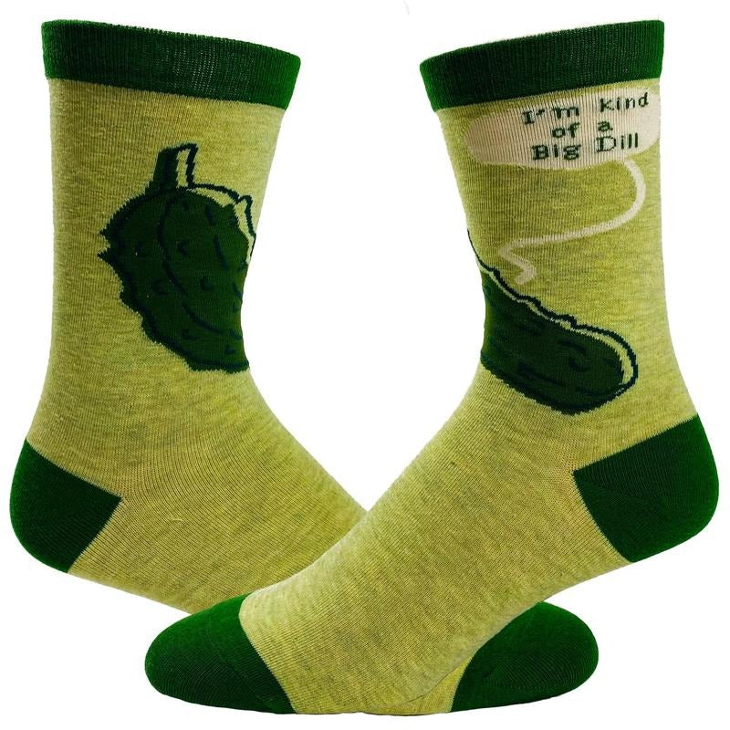 Men's I'm Kind of A Big Dill Socks Funny Sour Pickle Graphic Novelty Footwear Funny Graphic Socks Comfortable Fitted Spandex Cotton