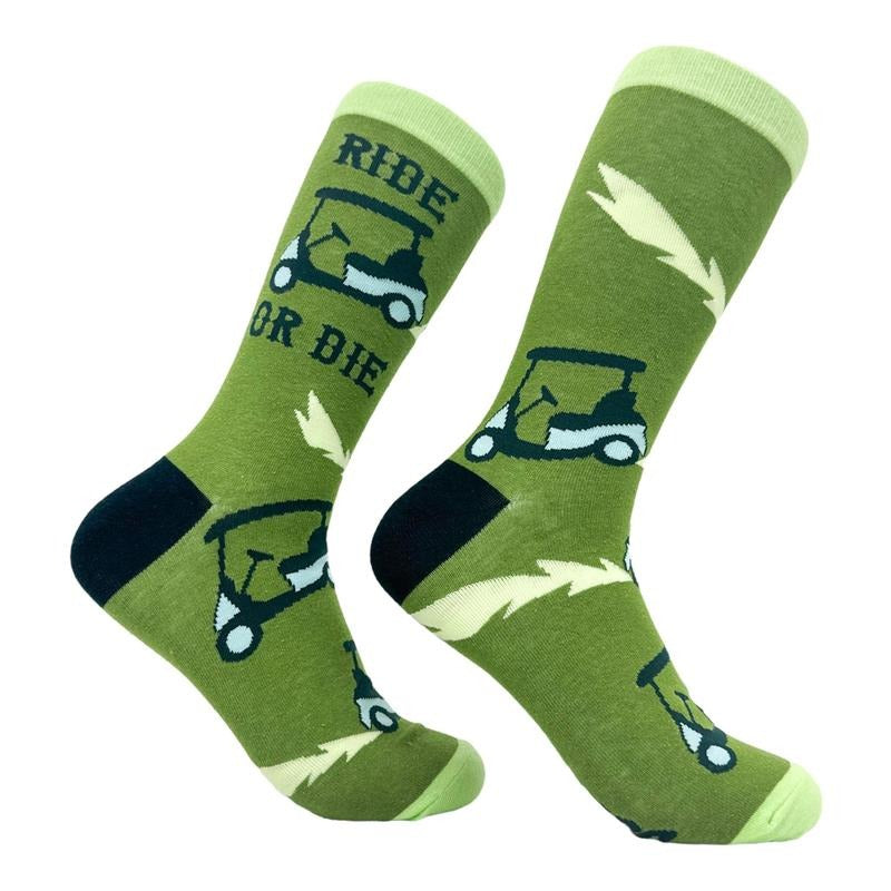 Ride Die Socks Funny Golf Cart Golfing Lovers Footwear Funny Socks Comfortable Fitted Spandex Cotton T-Shirts, Hoodie, Sweatshirt