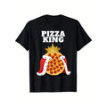 Men's Soft Cotton Pizza Printed Crew Neck Casual Short Sleeve T-shirt - Comfortable Food Graphic Tee for Outdoor made in usa