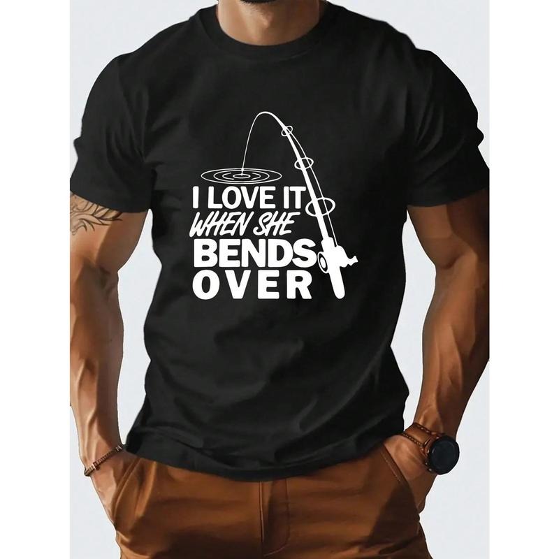 Men's Summer Casual Short Sleeve T-Shirt With Slogan Print Made in USA