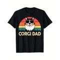 Men's cotton casual T-shirt Corgi-Shirt Corgi Dad Funny Father Day Gift for Lover Men T-Shirt Made in USA