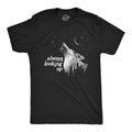 Mens Always Looking Up T Shirt Funny Howling Wolf Moon Tee For Guys Mens Funny T Shirts Cool Tees Soft Stylish Casual Menswear Funny Motivational T Shirt Novelty Tees for Men Black - UP