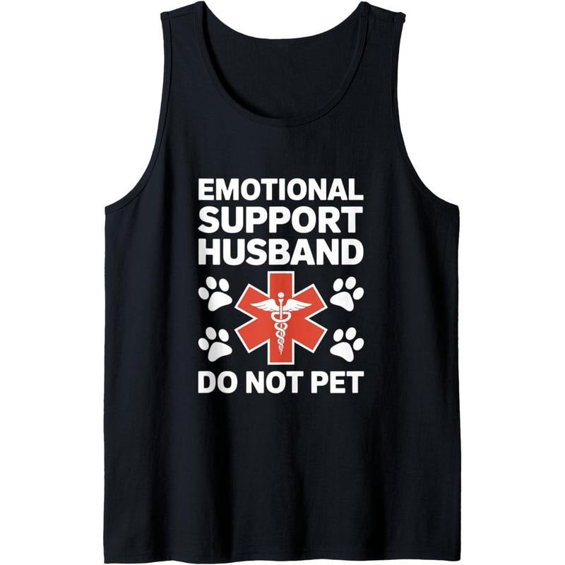 Mens Do Not Pet Emotional Support Husband Funny Tank Top