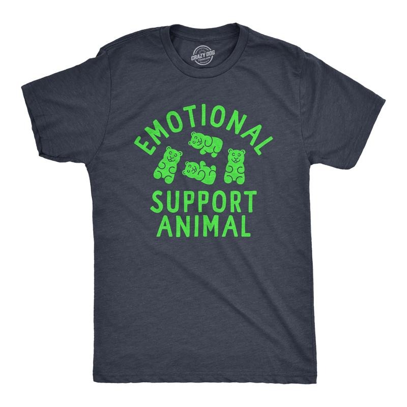 Mens Emotional Support Animal T Shirt Funny Mental Health Gummy Bear Candy Joke Tee For Guys Mens Funny T Shirts Cool Tees Soft Stylish Casual Menswear Funny Sarcastic Short Sleeve Novelty Tees for Navy -