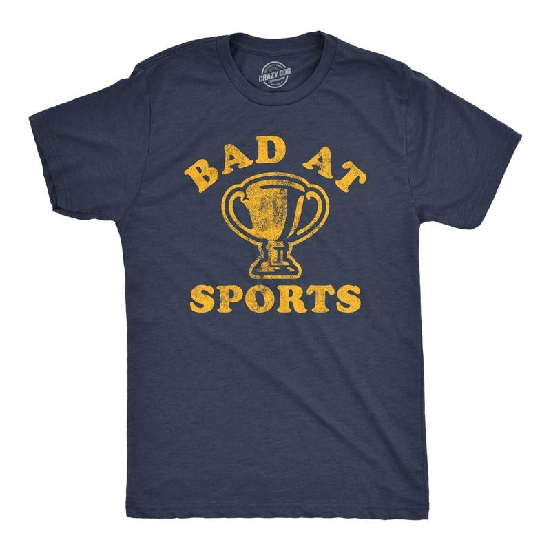 Mens Funny T Shirts Bad At Sports Sarcastic Fitness Tee for Men Mens Funny T Shirts Cool Tees Soft Stylish Casual Menswear Football Apparel for Men Funny Soccer Short Sleeve Novelty Tees for Guys Navy - Bad