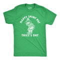 Mens Happy Saint Pat Thiccs Day T Shirt Funny St Patricks Day Parade Butt Graphic Tee Guys Mens Funny T Shirts Cool Tees Soft Stylish Casual Menswear Saint Patrick's Day Apparel for Men Funny Green