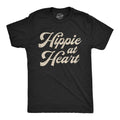 Mens Hippie At Heart Tshirt Funny Flower Child 70s Groovy Graphic Tee
