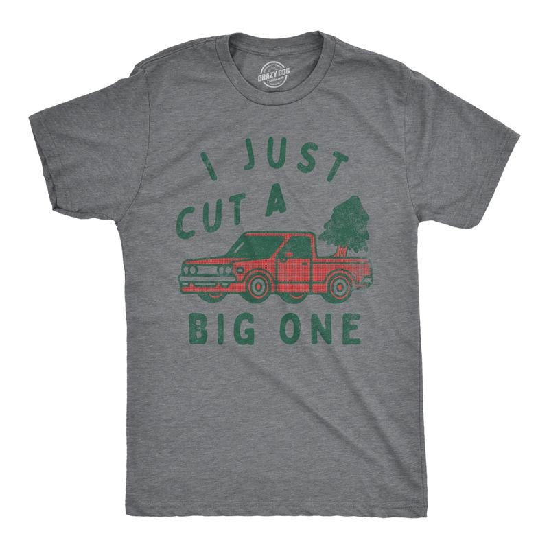 Mens I Just Cut A Big One T Shirt Funny Xmas Tree Fart Joke Tee For Guys Mens Funny T Shirts Cool Tees Soft Stylish Casual Menswear Christmas Apparel for Men Funny Sarcastic Short Sleeve Novelty Tees Dark Grey