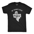 Mens My Favorite Spirit Whiskey T Shirt Funny Halloween Ghost Drinking Party Tee Mens Funny T Shirts Cool Tees Soft Stylish Casual Menswear Halloween Apparel for Men Funny Drinking Short Sleeve Black