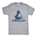 Mens Sharkasm T Shirt Funny Sarcastic Shark Summer Vacation Graphic Novelty Tee Mens Funny T Shirts Cool Tees Soft Stylish Casual Menswear Shark Apparel for Men Funny Sarcastic Short Sleeve Novelty Light Grey