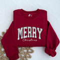 Merry Christmas Embroidered Sweatshirt, Trendy Christmas Sweatshirt, Cute Winter Shirt, Christmas Shirt for Women