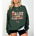 Merry and Pregnant Sweatershirt for Women Christmas Pregnancy Announcement Pullover Funny Sweater