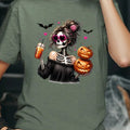 Messy Bun Halloween Skeleton Mama T-shirt