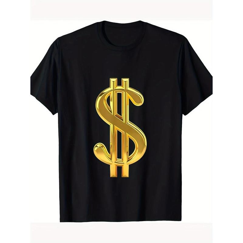Metallic Gold Money Sign Dollar Bills Moolah 220g 100% Cotton T-Shirt made in usa