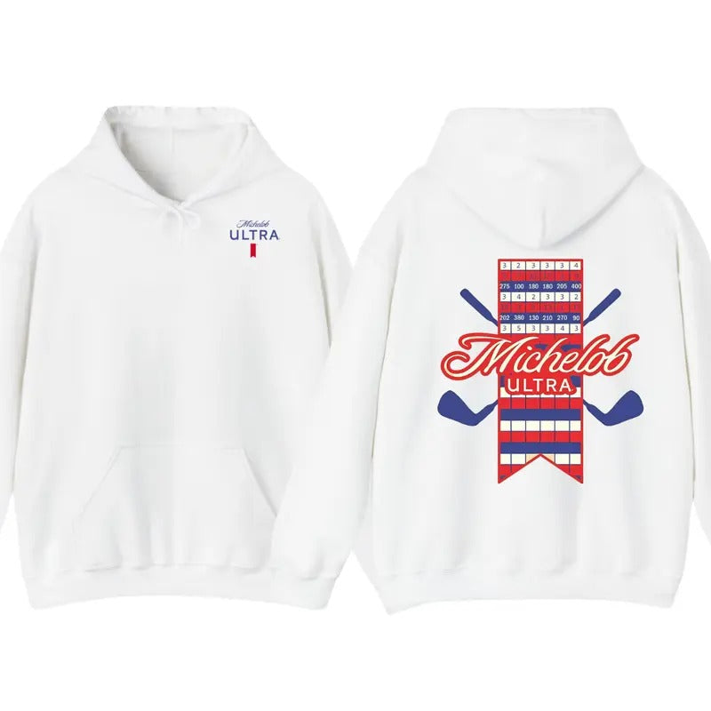 Michelob Ultra Golf Front and Back Print Hoodie and T-Shirt, His and Hers Fashion, Unisex T-Shirt and Hoodie Sweatshirt