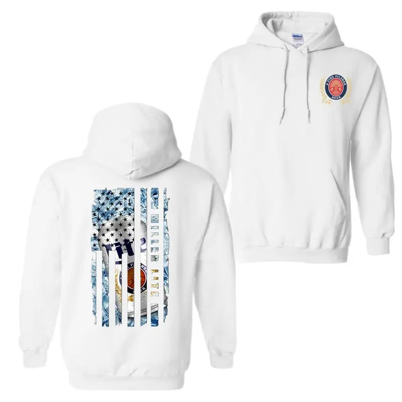 Miller Lite Beer Flag 2 Sided Hoodie Sweatshirt T-Shirt, For Men And Women, Trendy Shirt