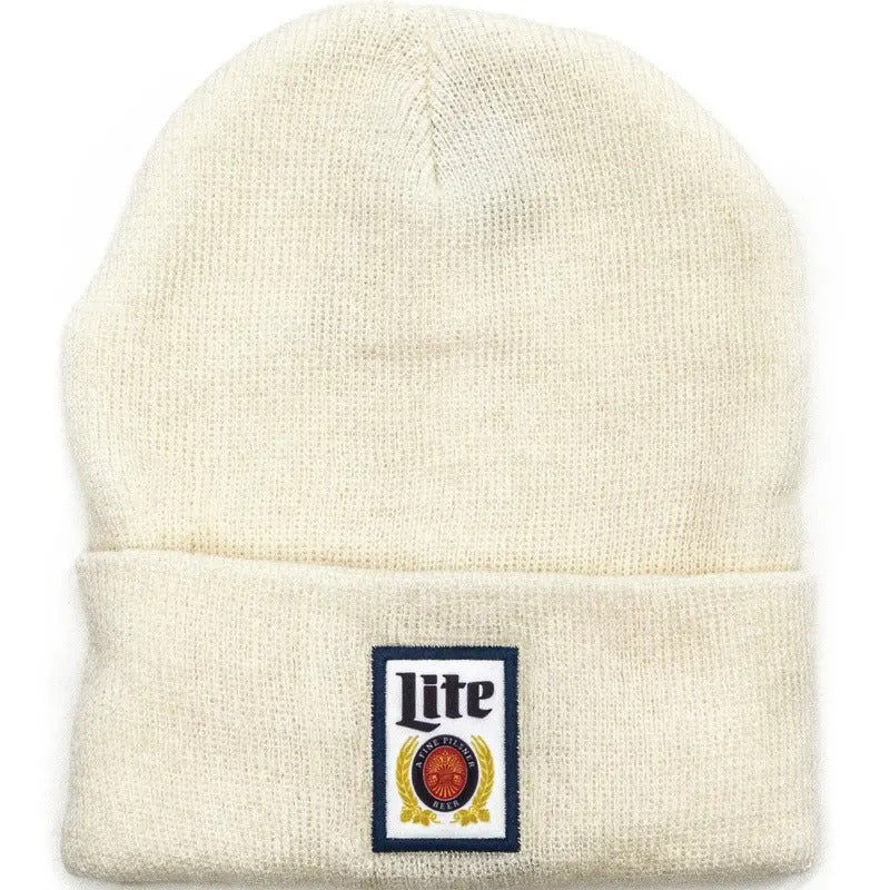 Miller Lite Beer Logo Knit Hat Beanie - White